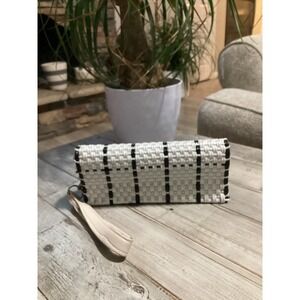 Mexican handWoven Black / White Checkered Wristlet Clutch Wallet with Card Slots